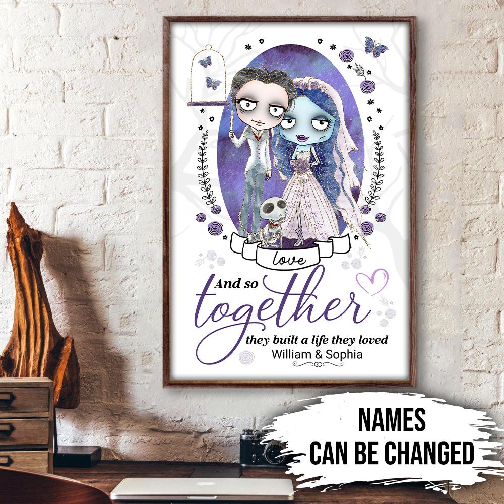 Corpse Bride Together Personalized Vertical Poster, Halloween Decorations Indoor, Gift For Couple