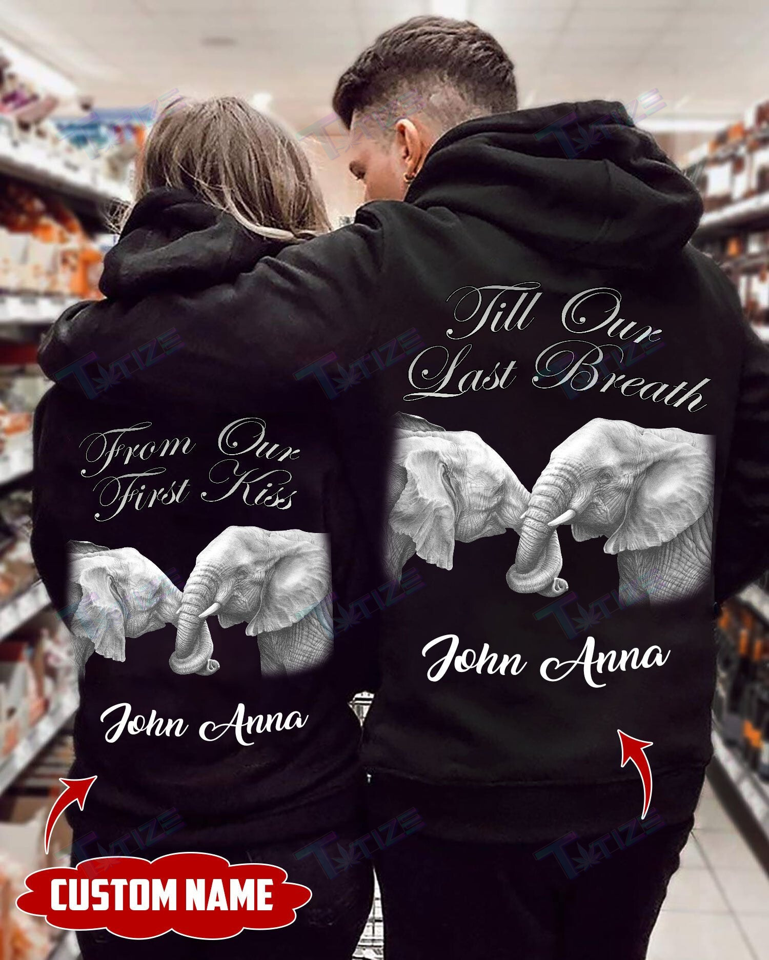 Couple Shirts – Personalized Till Our Last Breath Elephats Couple Matching Couple, Valentine 2022 Gift Graphic Unisex T Shirt, Sweatshirt, Hoodie Size S – 5Xl