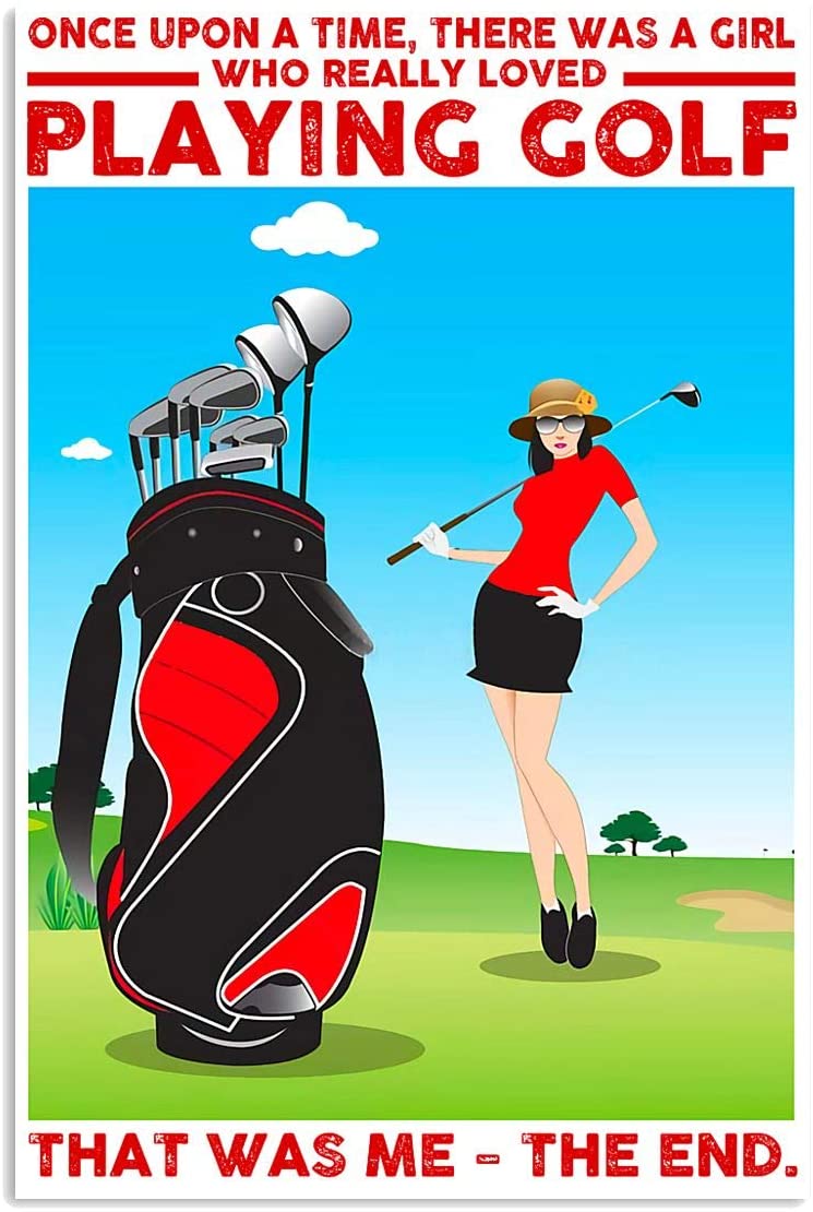 Vintage Girl Golf – Really Loved Playing Golf Poster Art Print      Home Decor Gift For Men Women Family Friend On Birthday Xmas