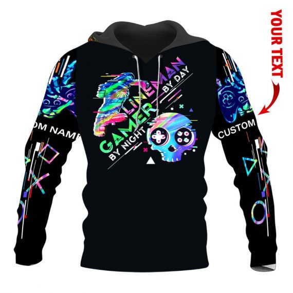 Gift For Game Lover Lineman By Day Gamer By Night Personalized Unisex Hoodie