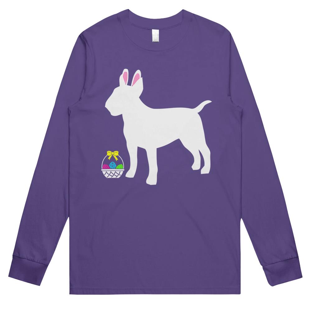 Bull Terrier Easter Bunny Dog Silhouette Long Sleeve T Shirts