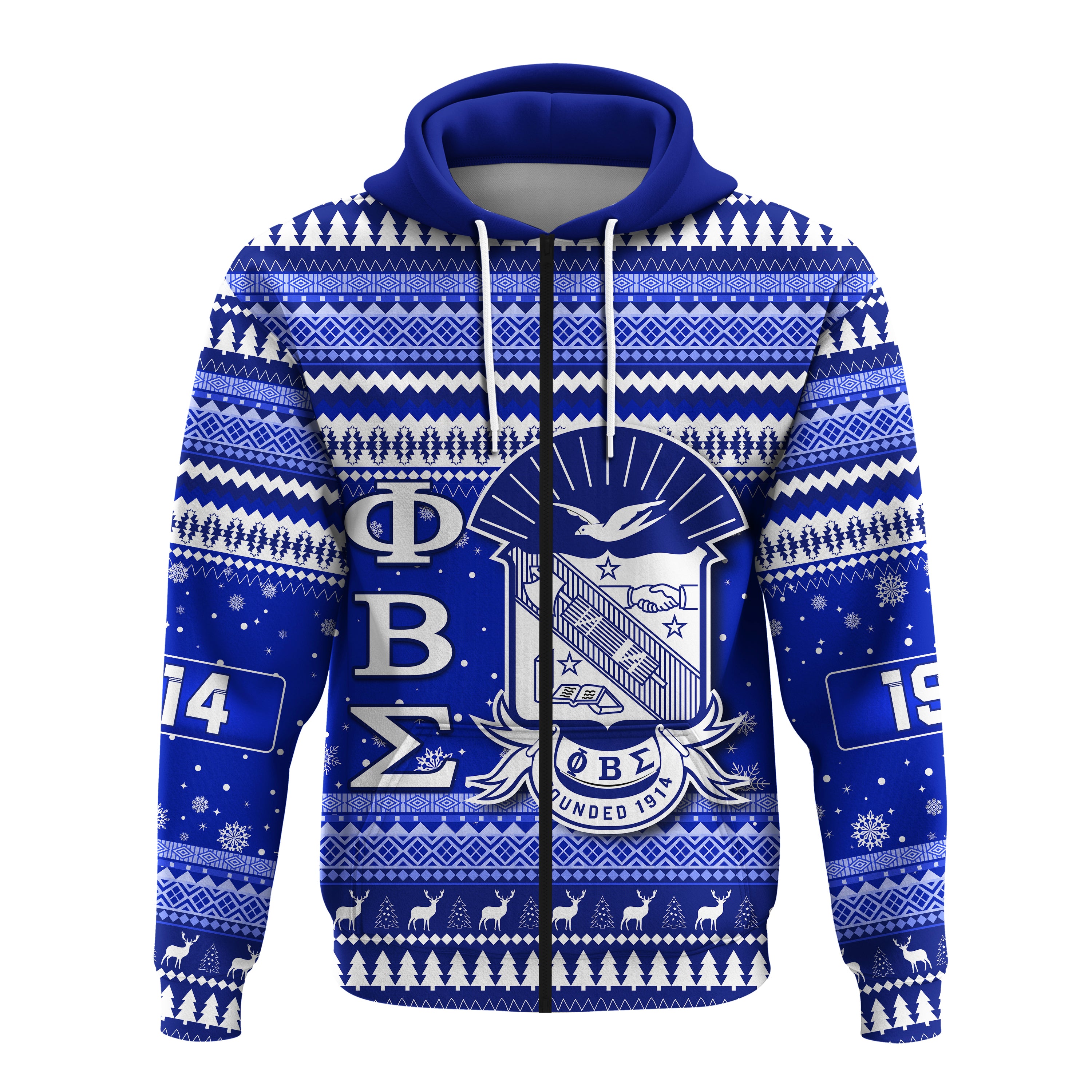 Phi Beta Sigma Christmas Zip Hoodie African Pattern Lt13