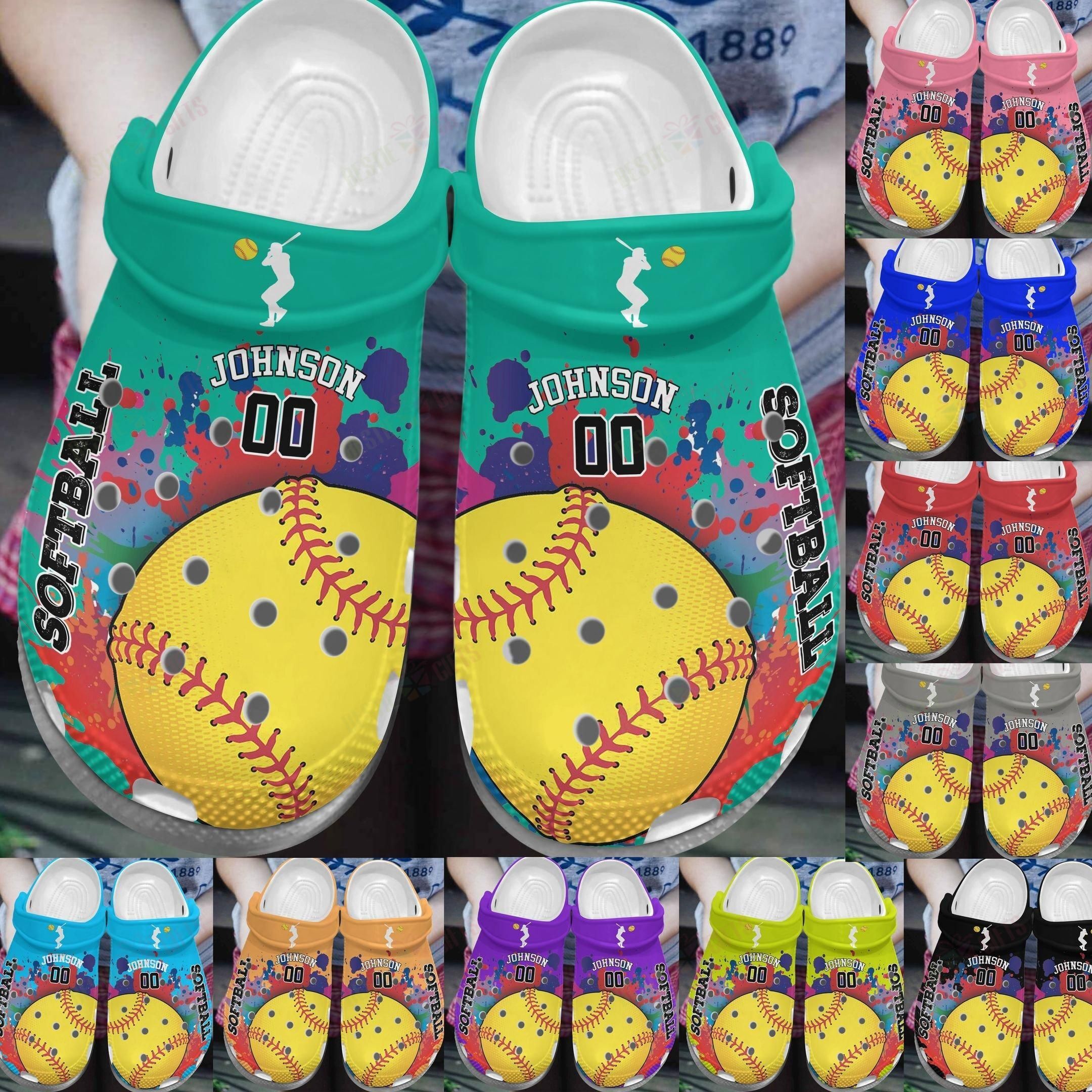 Softball Personalized Clogs Classic Clog Whitesole Softball Lovers 11 Colors Shoes