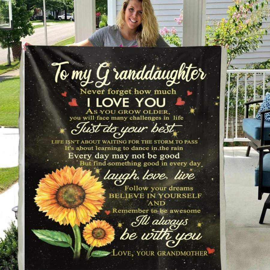 TO MY GRANDDAUGHTER NEVER FORGET HOW MUCH I LOVE YOU AS YOU GROW OLDER LAUGH LOVE LIVE 3D Pattern Custom Fleece Photo Blanket Fan Gift for Granddaughter