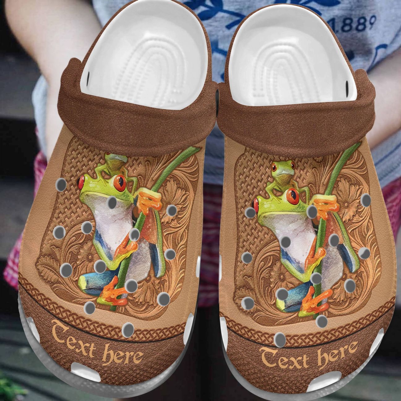 Frog Personalize Clog, Custom Name, Text, Fashion Style For Women, Men, Kid, Print 3D Personalized Green Frogs