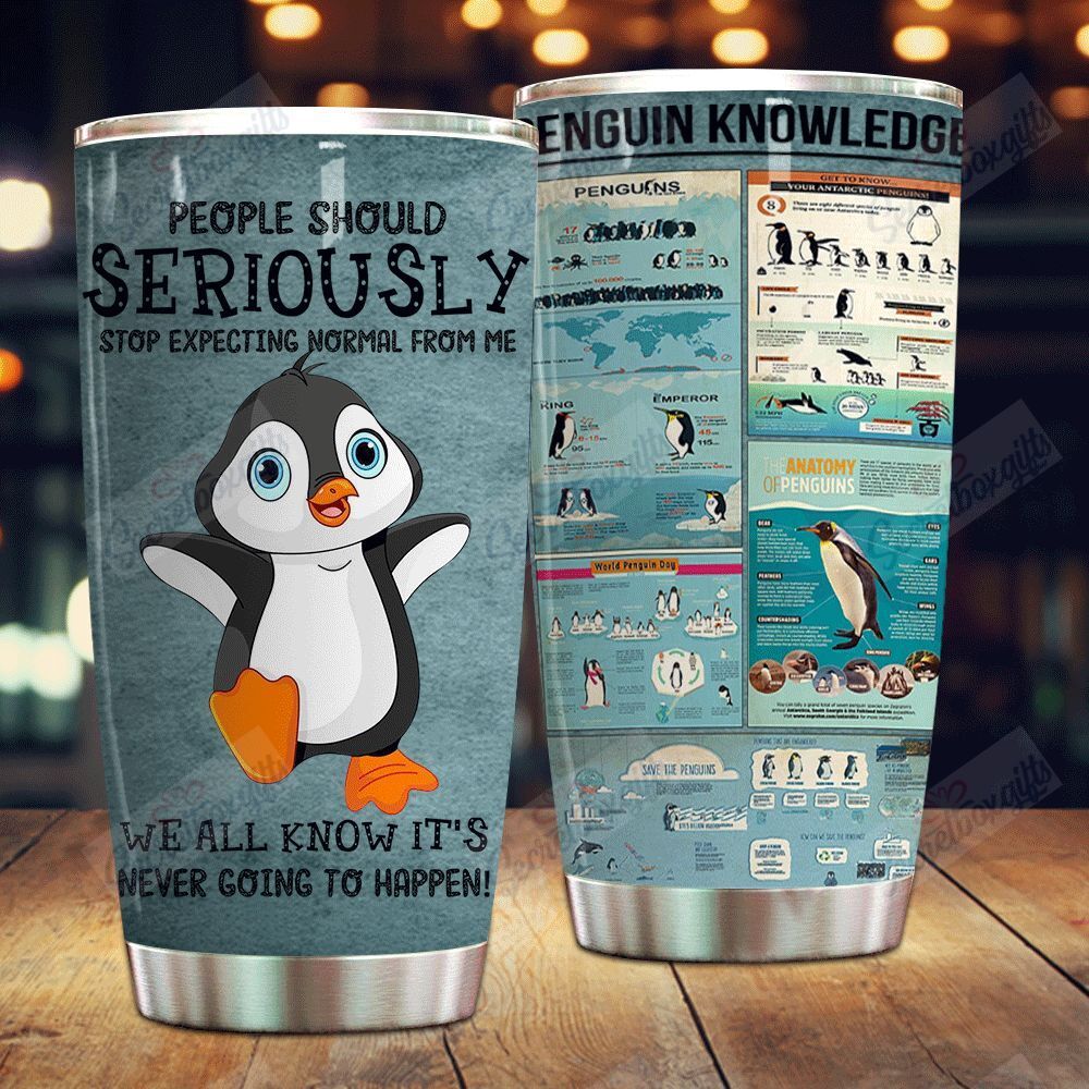 Penguin Knowledge Lmc051125 Personalized Stainless Steel Tumbler Customize Name, Text, Number