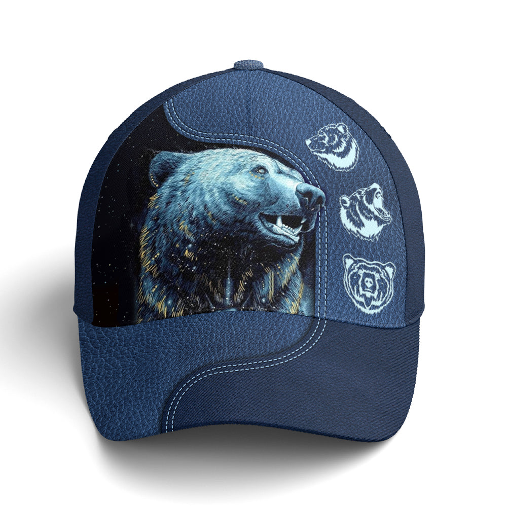 Navy Blue Darkness Moonlight Bear Baseball Cap Coolspod