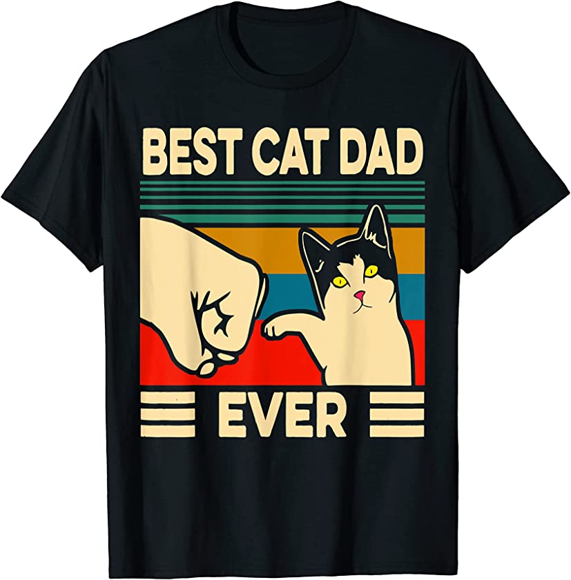 Best Cat Dad Ever Vintage Men Bump Fit Fathers Day T-Shirt