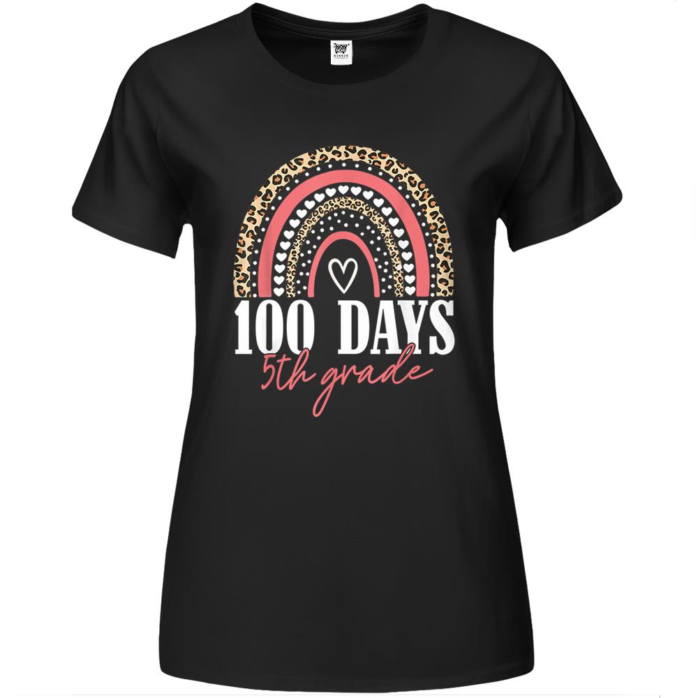 100 Days Smarter Happy 100Th Day Of School Rainbow 5Th Grade Premium Womens T Shirts