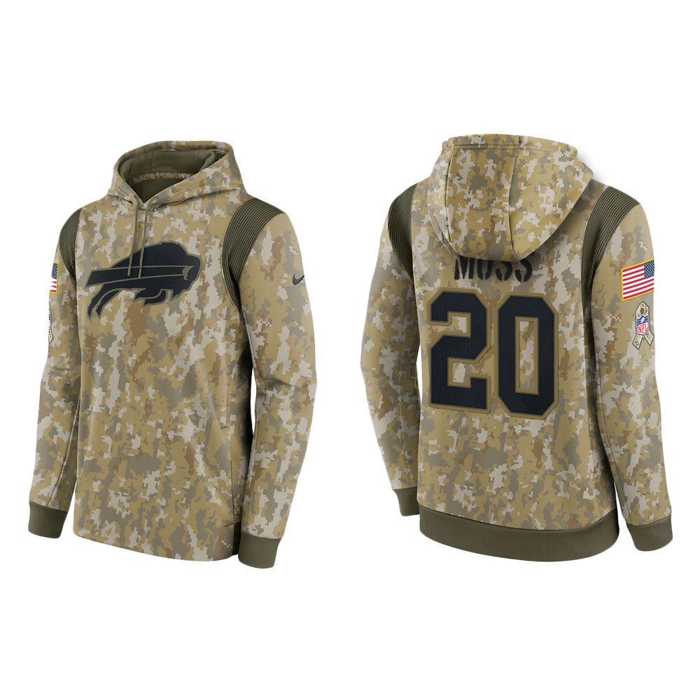 Zack Moss Buffalo Bills Camo 2021 Salute To Service Veterans Day Therma Pullover Hoodie