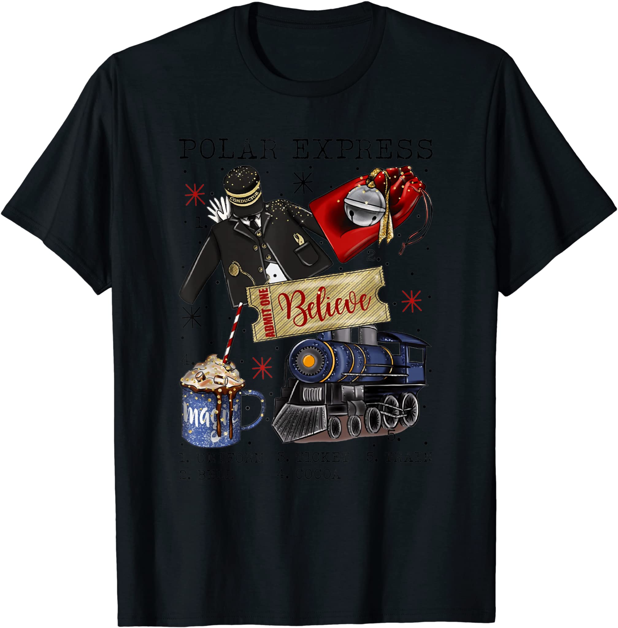 Christmas North Pole Polar Express All Abroad Xmas Santa T-Shirt