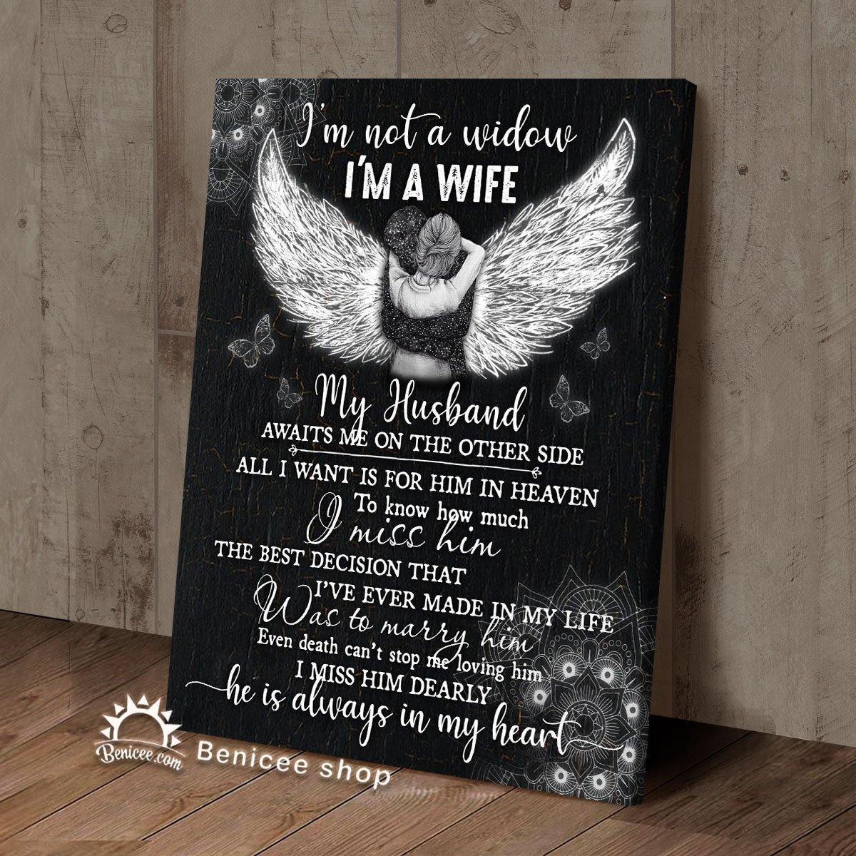 Benicee Memorial Gift  I’M Not A Widow Black Top 3 Home Decor Framed Canvas/Wrapped Wall Art Canvas