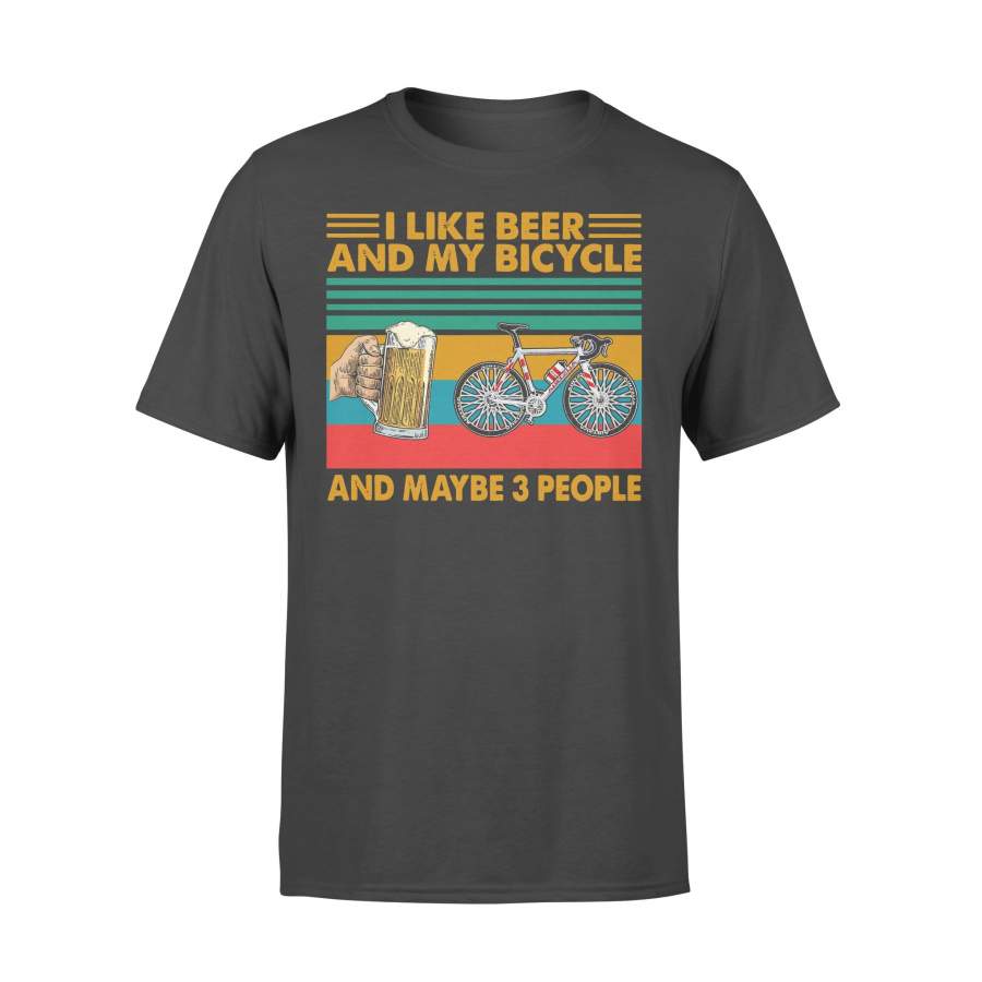 I Like Beer And My Bicycle And Maybe 3 People Vintage Retro T-shirt