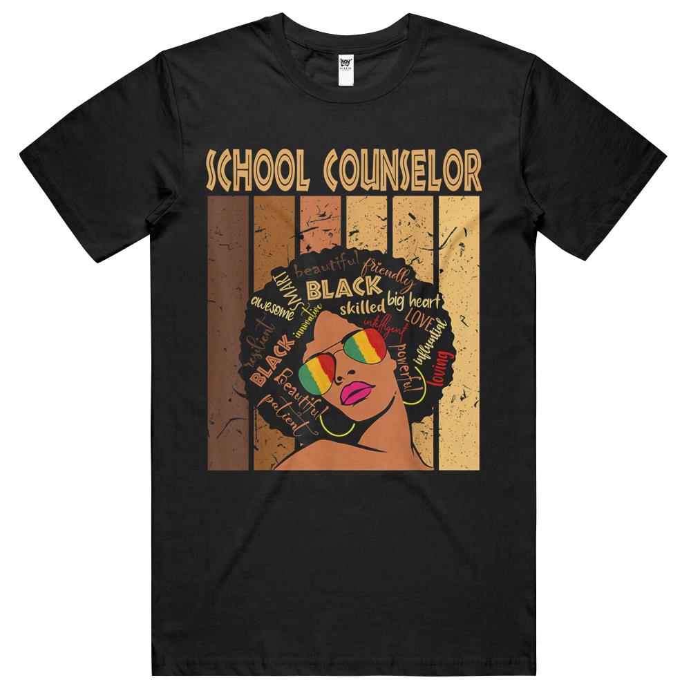 School Counselor Afro African American Black History Month T Shirts