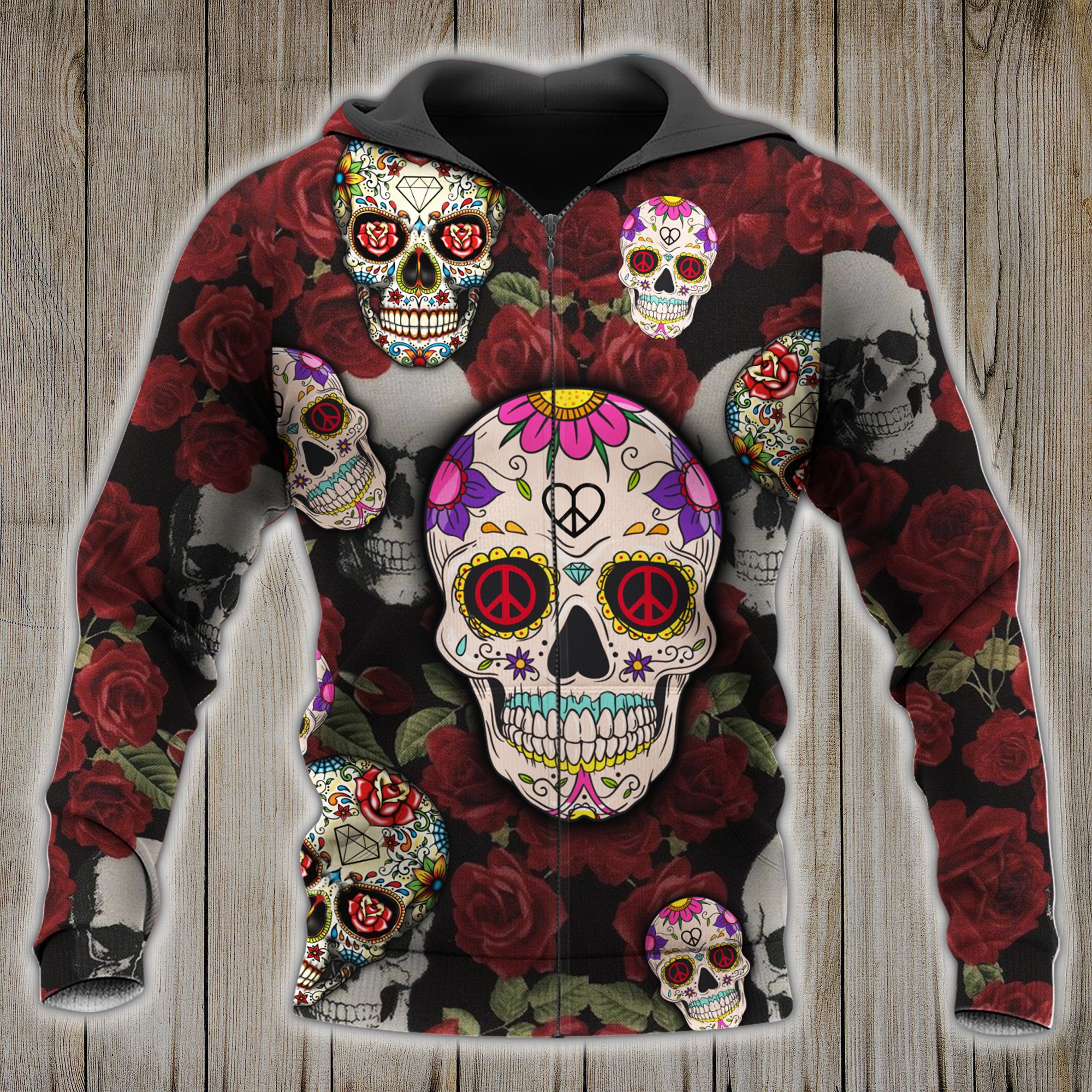 AmazeStyleZ 3D Knitting Pattern Ugly Christmas Hoodie/Sweater Sugar Skull Style 3 3D Hoodie Gift For Skull Lover 3D Printed Hoodies