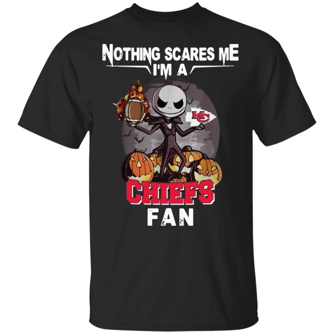 Jack Skellington Nothing Scares Me Im A Kansas City Chiefs Fan Shirt T Shirt