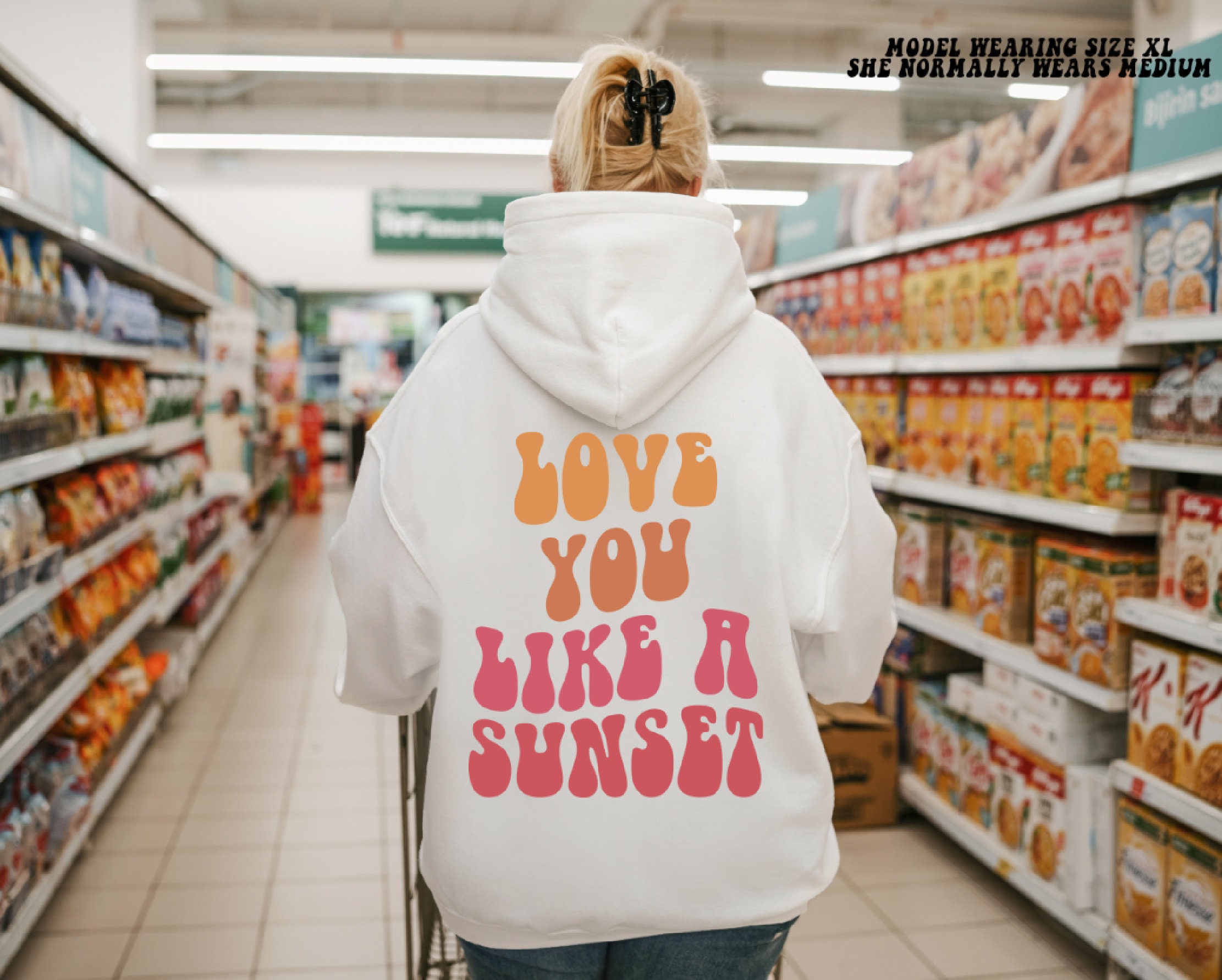 Love You Like Sunset Sweatshirt, Aesthetic Women Hoodie, Trendy Sunset Hoodie, Cozy Sweatshirt, Oversized Hoodie