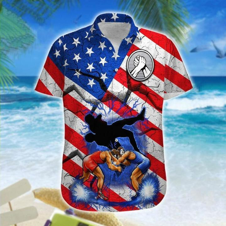 Wrestling American Flag Hawaii Shirt Unisex Adult Ha71867