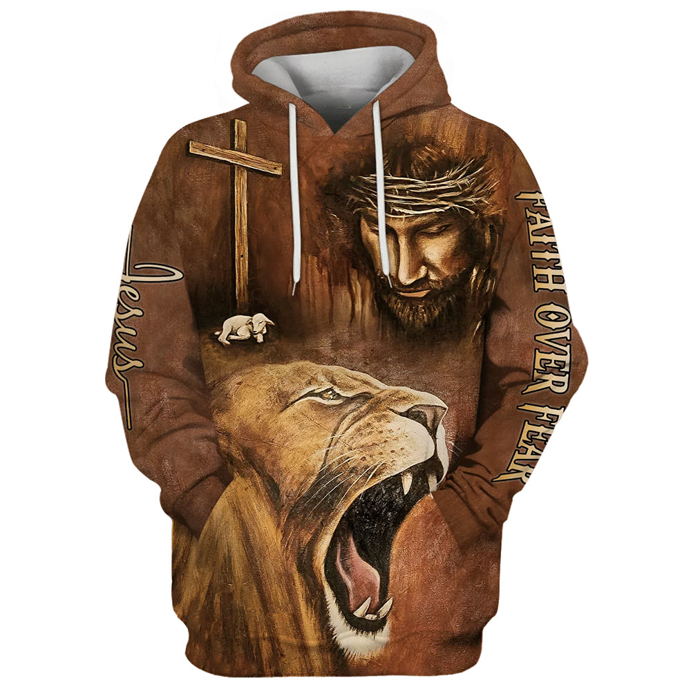 Faith Over Fear Hoodie  Men & Women Christian Hoodie  3D Printed Hoodie