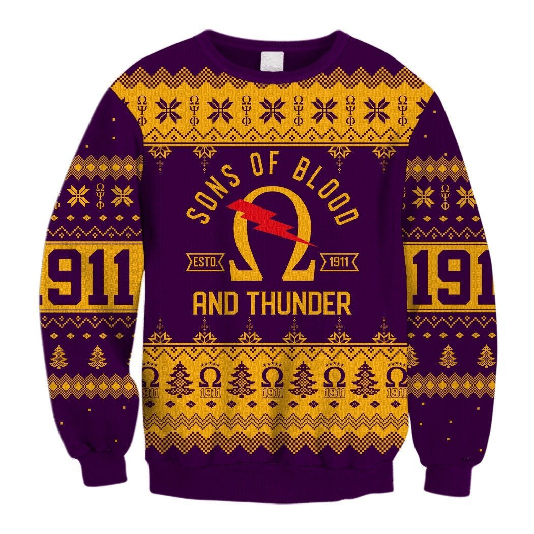 Fraternity Sweatshirt – Lux Omega Psi Phi Sons Of Blood Christmas Crewneck Sweatshirt