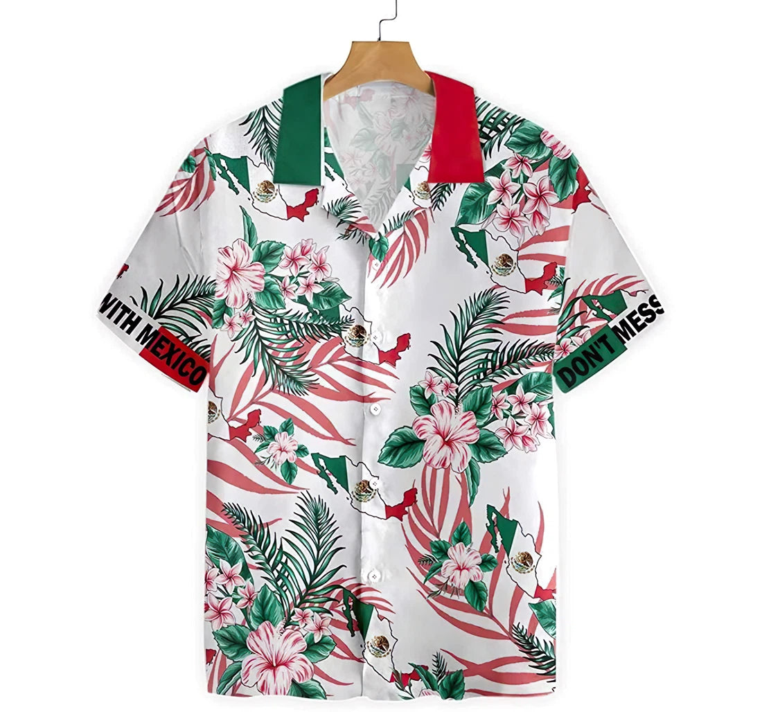 Mess With Mexico Hawaii Button Up Aloha Shirt For Women Ha75715