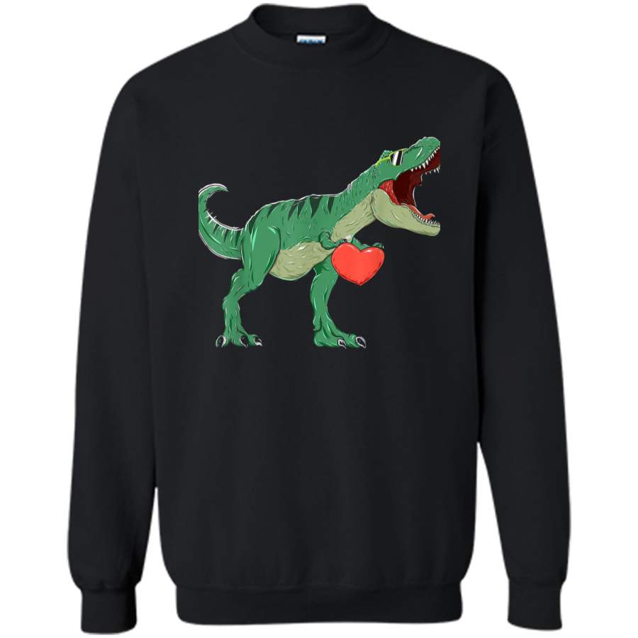 Boys Valentines Day  Kids T-Rex Dinosaur I Steal Hearts Printed Crewneck Pullover Sweatshirt