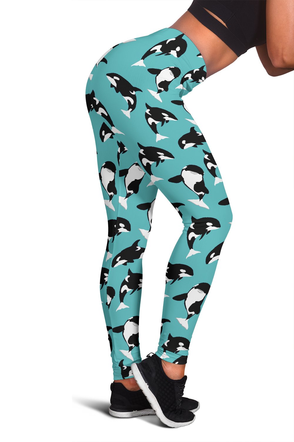 Whale Action Design Themed Print Women Leggings