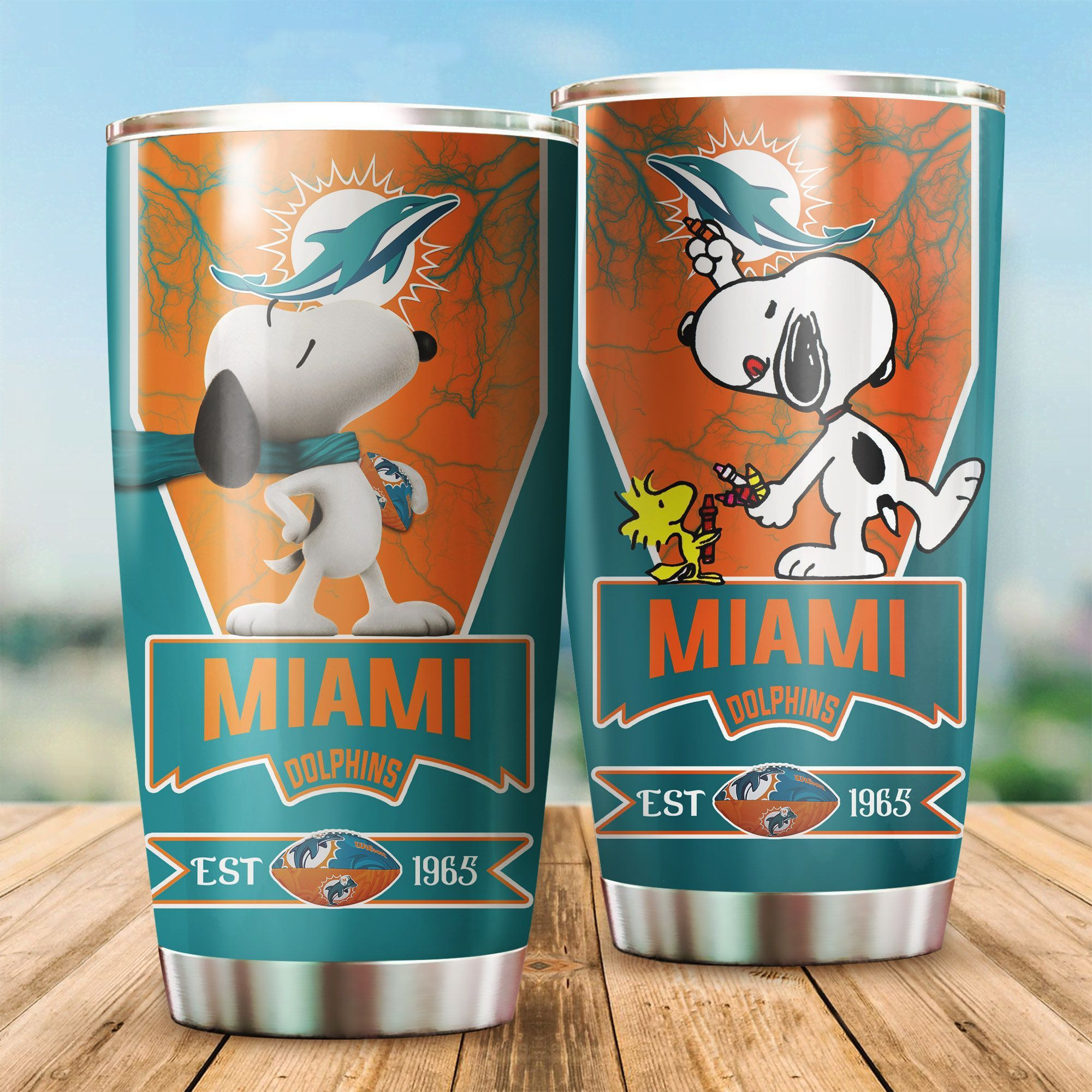 Miami Dolphins Snoopy All Over Print 3D Tumbler