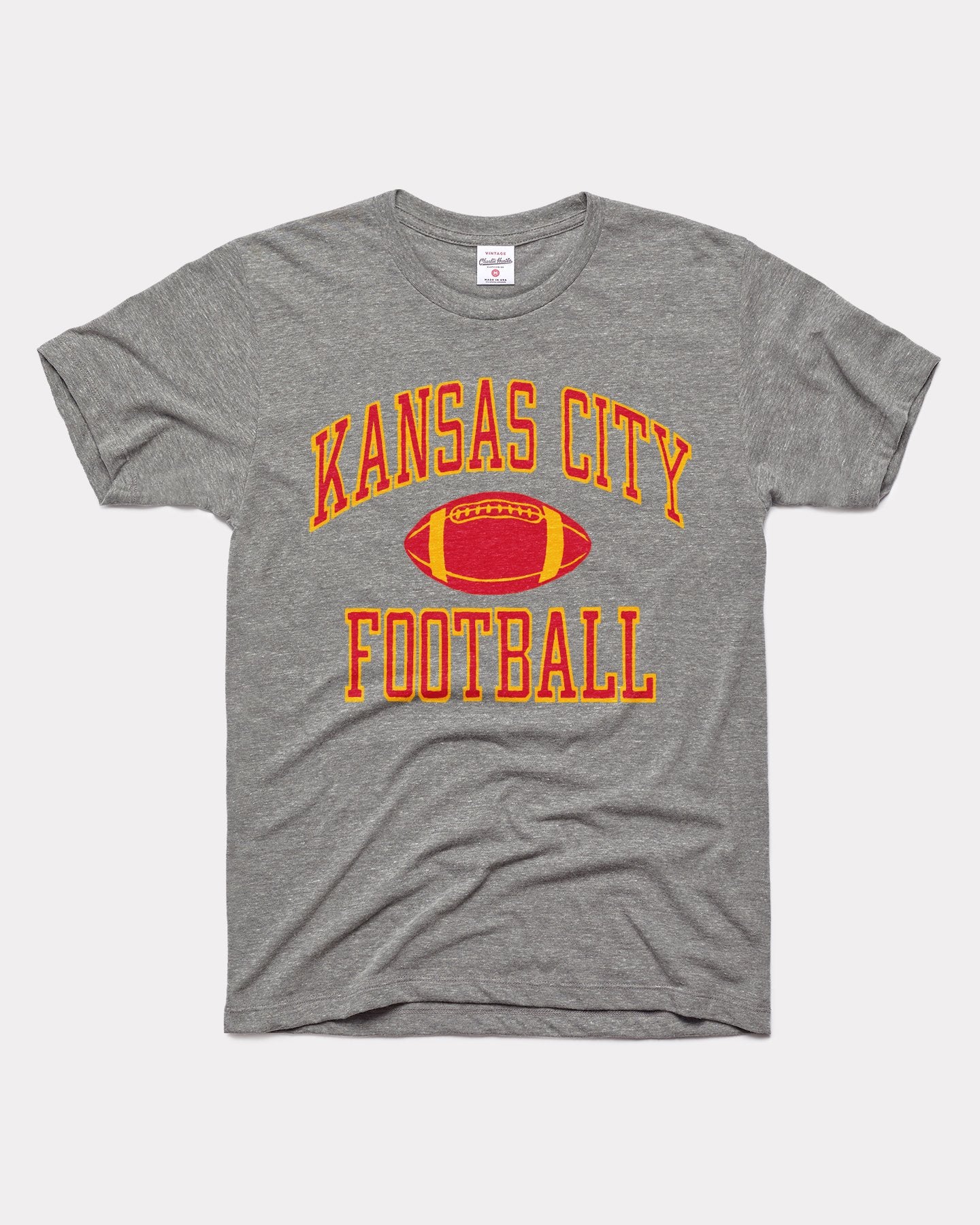 Kansas City Arched Football Logo Vintage Grey T-Shirt