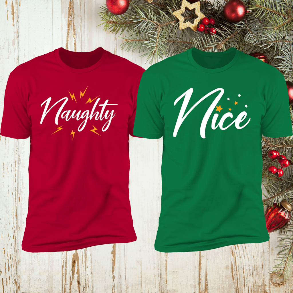 Couple Shirts Naughty – Nice Matching Couple, Valentine Gifts, Christmas Gift Graphic Unisex T Shirt, Sweatshirt, Hoodie Size S – 5Xl