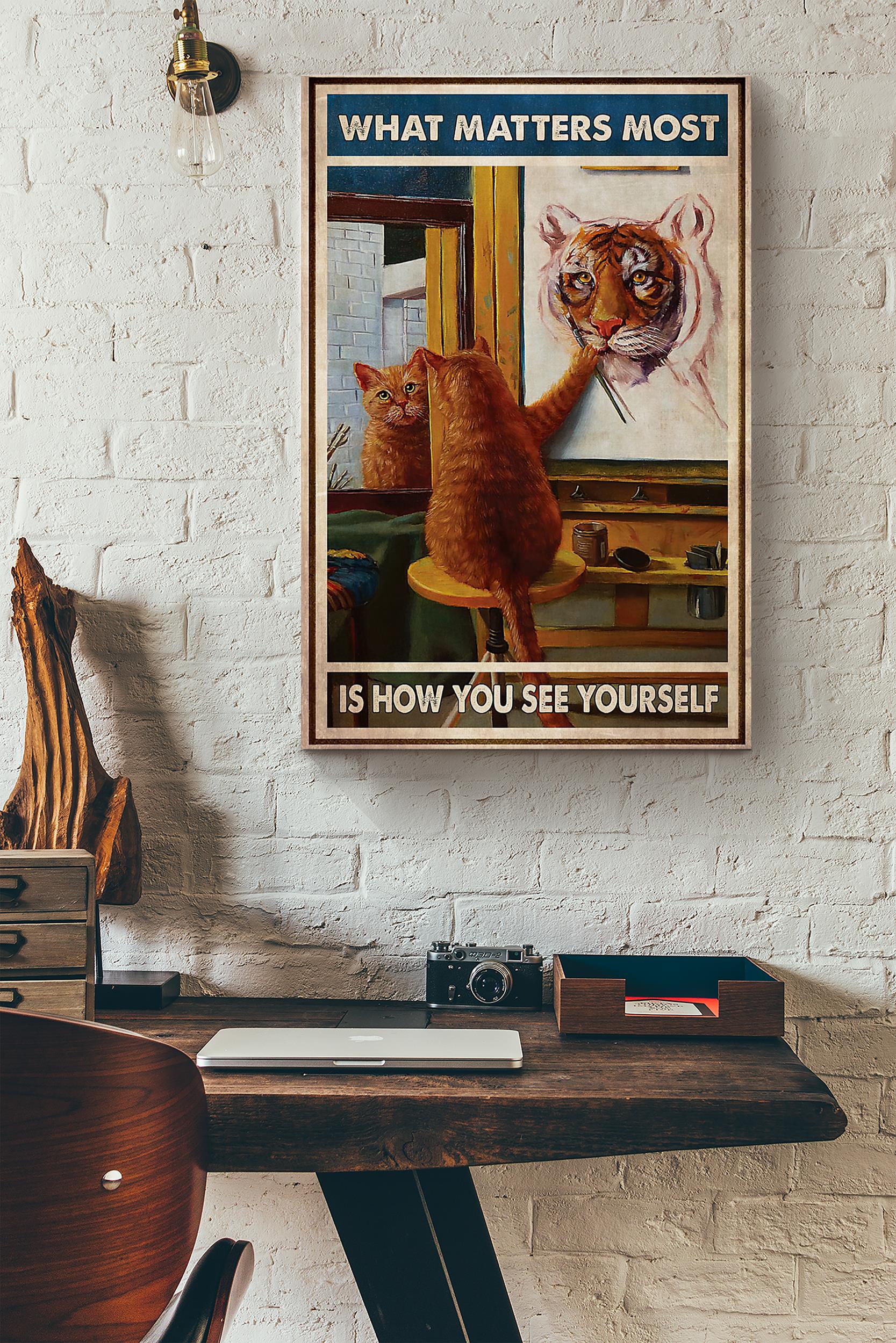 Cat Drawing Tiger What Matters Most Is How You See Yourself Poster Wrapped Canvas