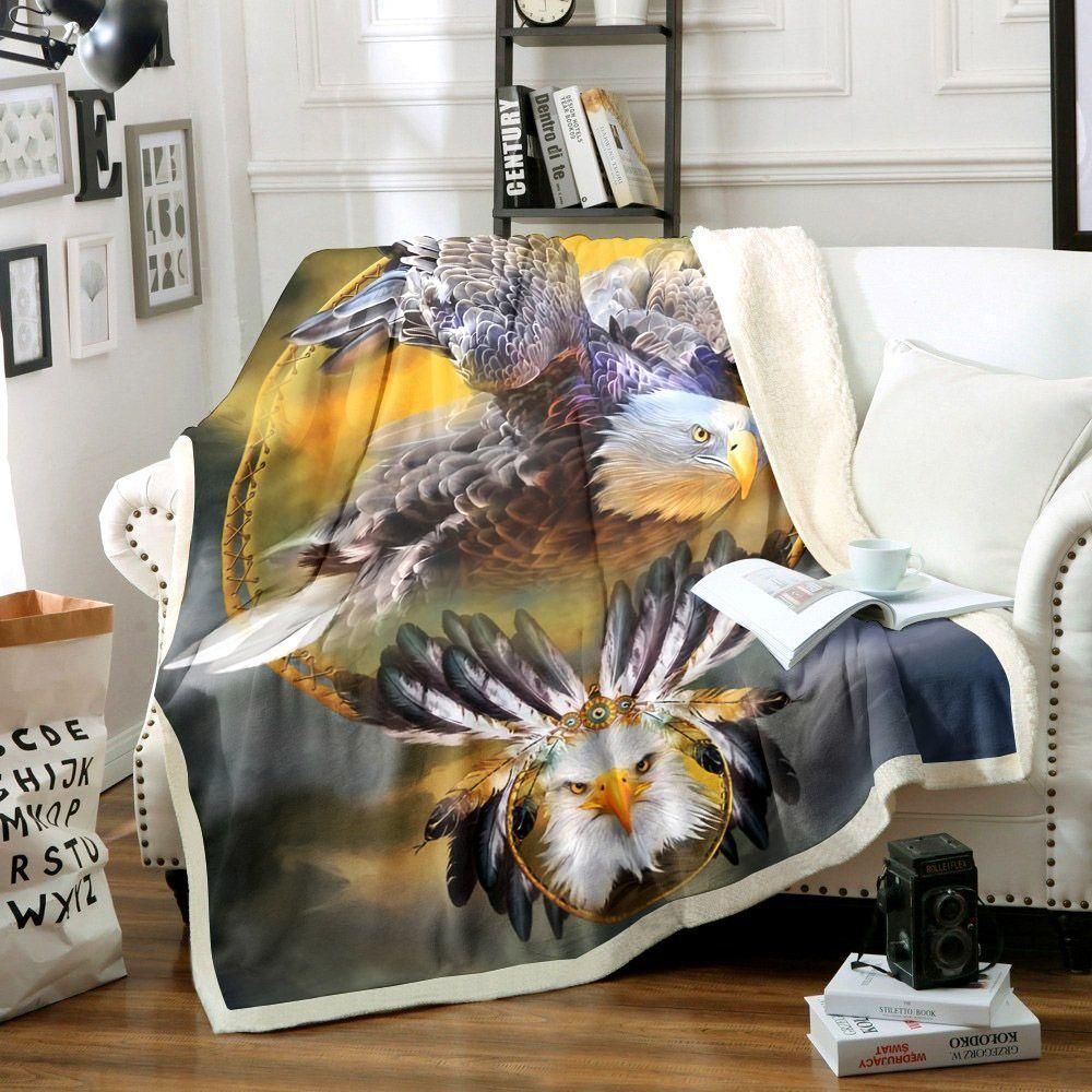 Animals Eagle 3D Printed Fleece Blanket, Sherpa Blanket, Gift For Parent, Family Member, Friends Gift, Christmas Gift, Home Decor, Home Living