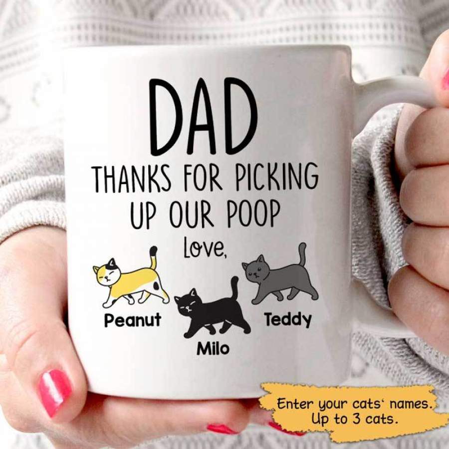 Thanks Cat Dad Picking Up Our Poop Personalized Mug