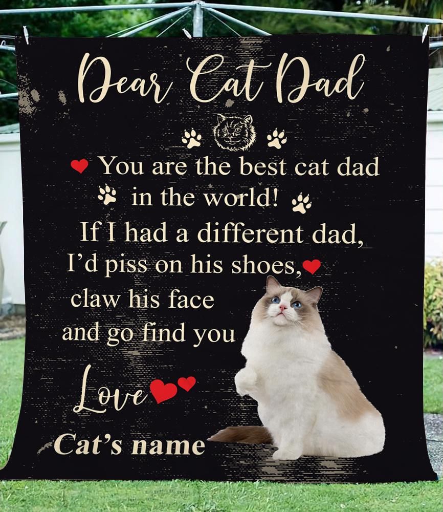 Discover Cool Dear Cat Dad Funny and cute Ragdoll Cat Custom Blanket unique gifts ideas for fathers