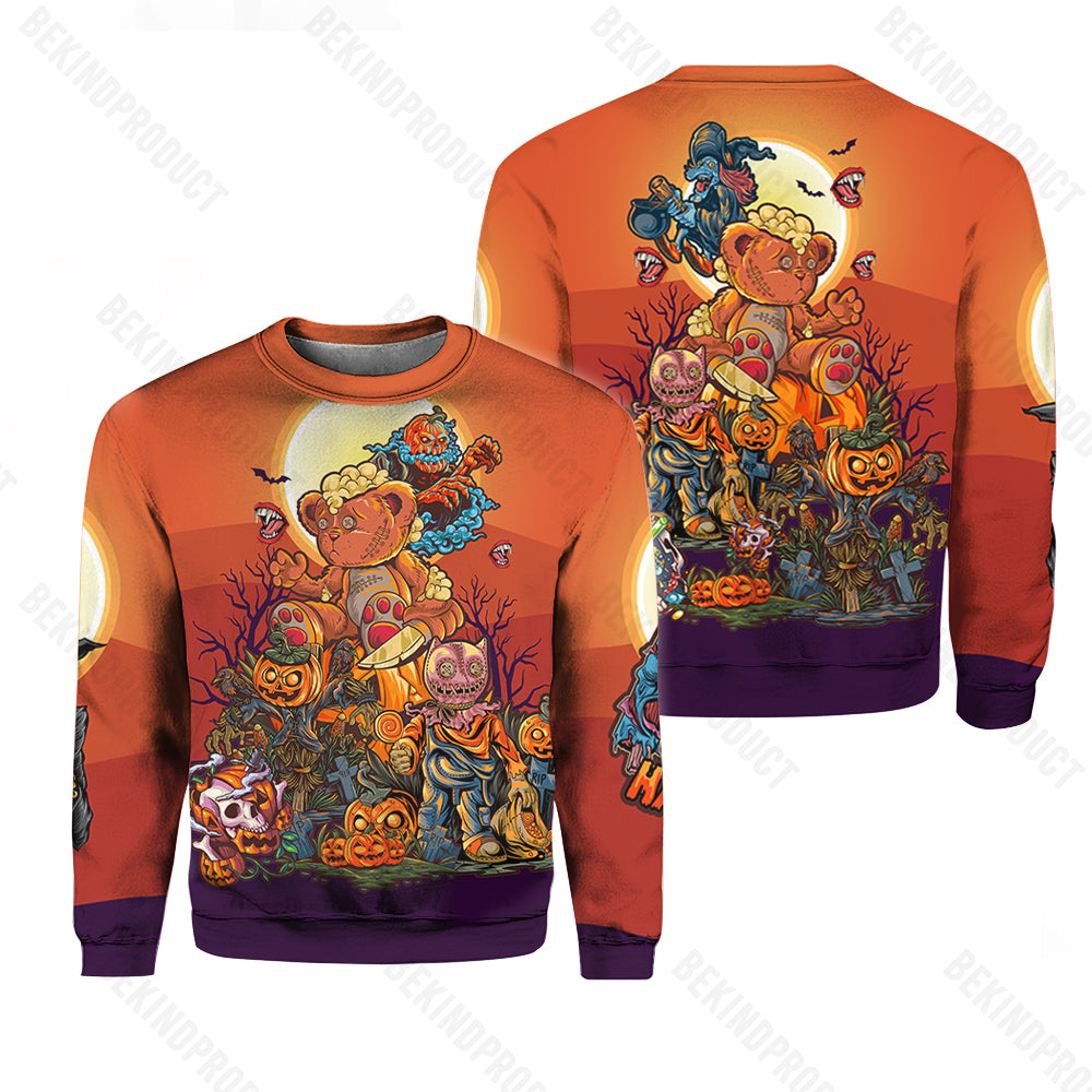 Pumpkin Zombie Night Halloween Crewneck Sweatshirt All Over Print Sweatshirt For Women Sweatshirt For Men Swn1186