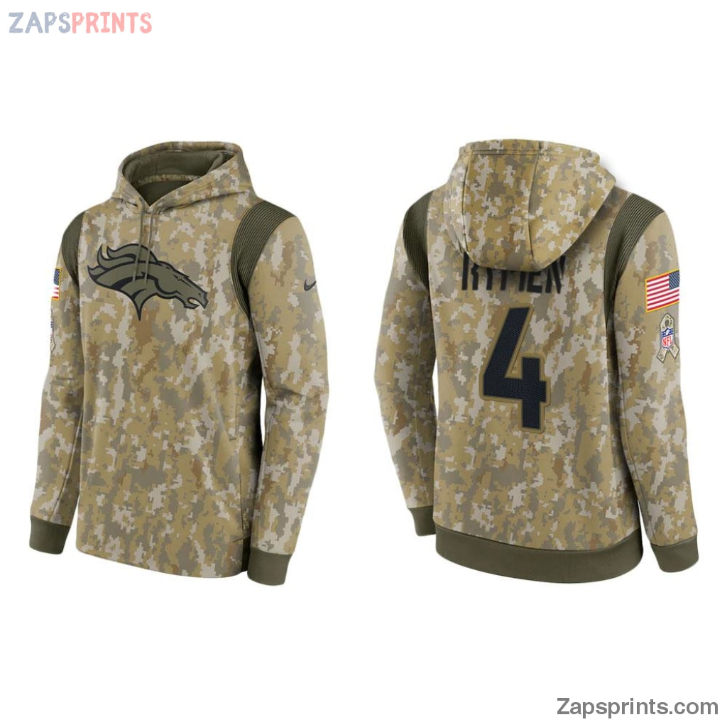 Brett Rypien Denver Broncos Camo 2021 Salute To Service Veterans Day Therma Pullover Hoodie