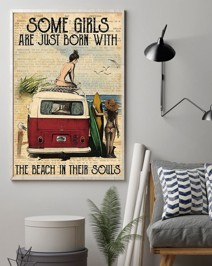 Girls Are Just Born With The Beach In Their Souls Vertical Canvas And Poster | Wall Decor Visual Art