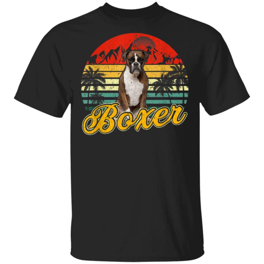 Vintage Retro Loves Boxer Funny Dog Mom Dad Gift Tshirt