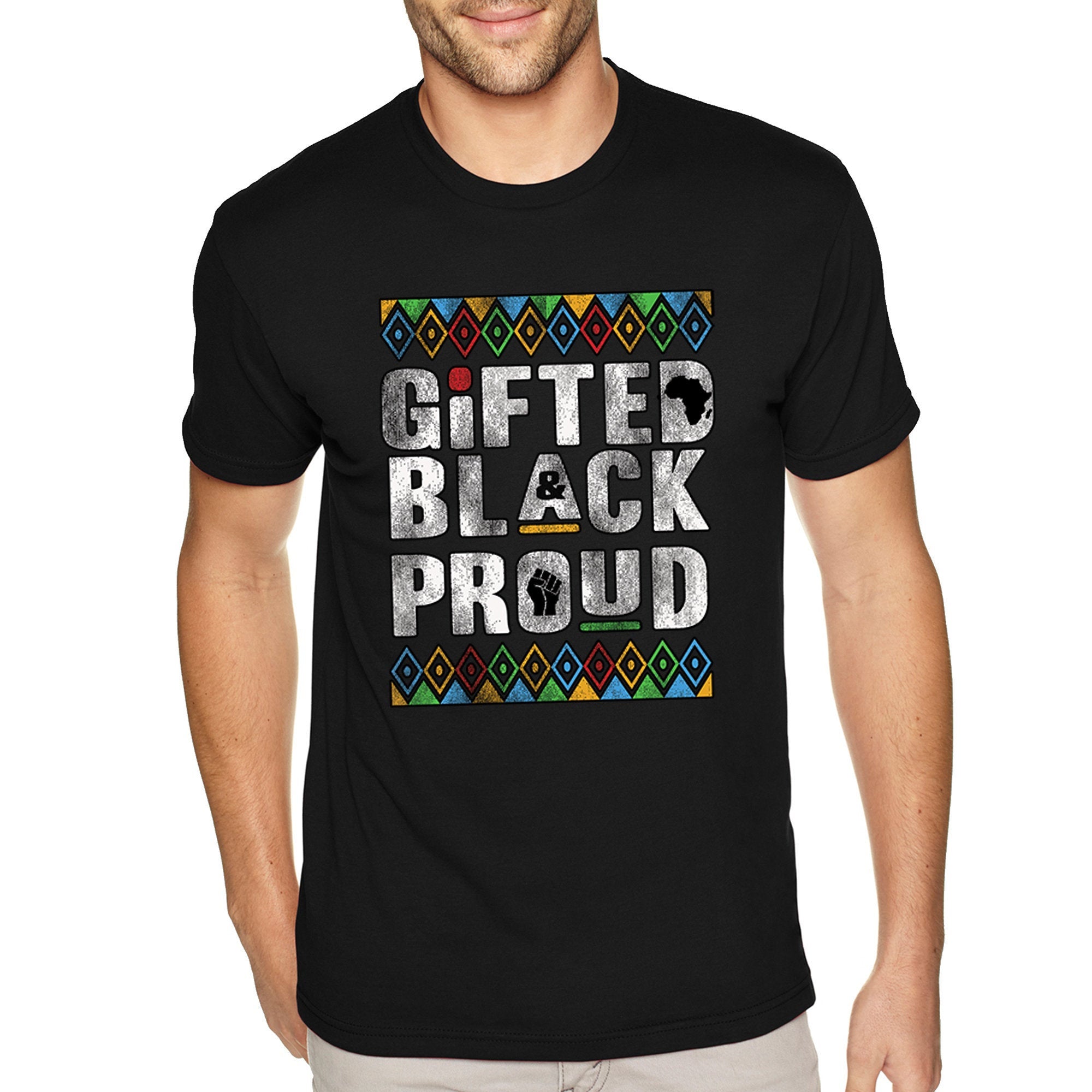 Xtrafly Apparel Men’S Tee Gifted Black Proud Blm Lives Matter Beautiful Pride Africa Heritage African American Afro Rasta Crewneck T-Shirt