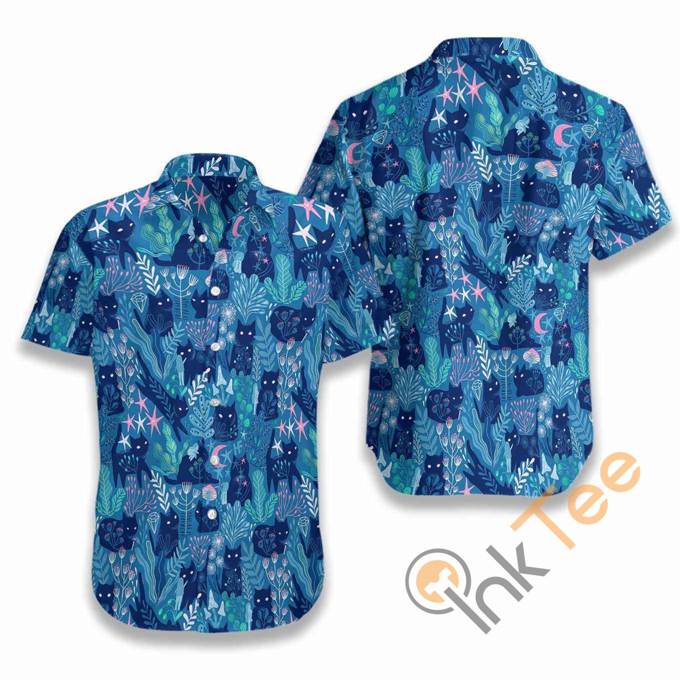 Meowgical Pattern Floral Hawaii Shirts Ha49477