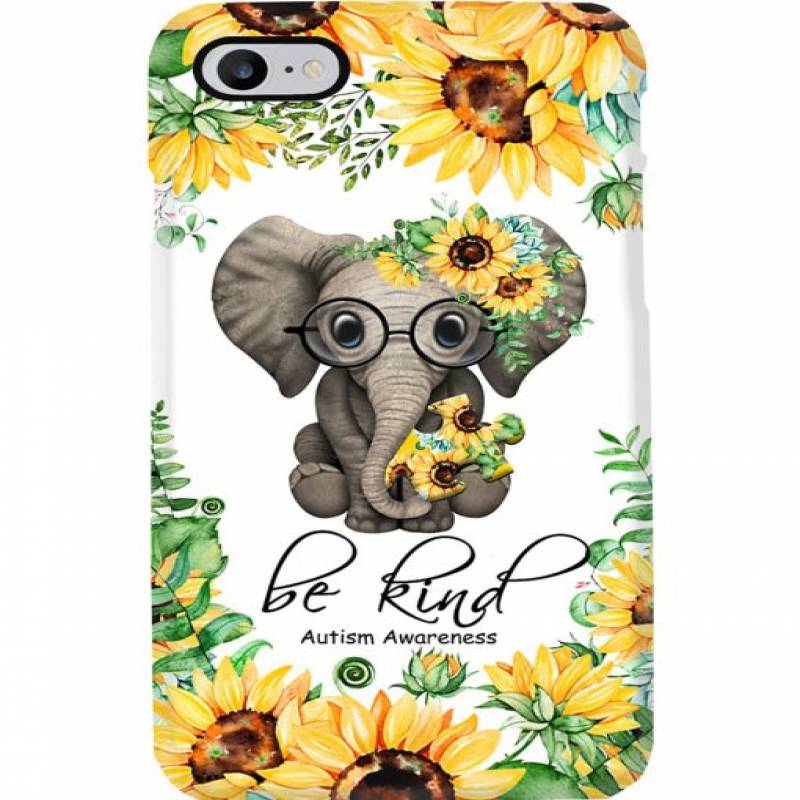 Be kind Autism Awareness Elephant Sunflower phone case