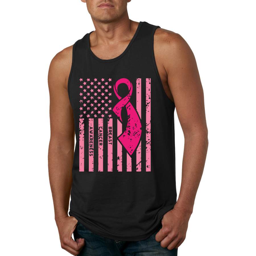 American Breast Cancer Awareness Flag Breast Cancer Awareness Graphic Tank Top T-Shirt