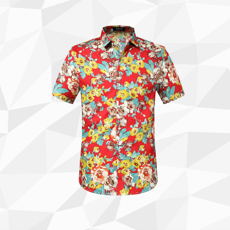 High Quality Red Flower Garish Hawaii Unisex Shirts Dh Ha48135