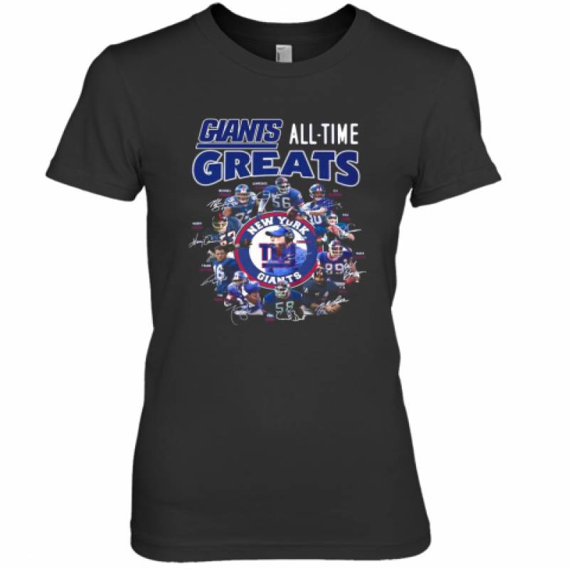 New York Giants Football All Time Greats Players Signatures Premium Women's T-Shirt