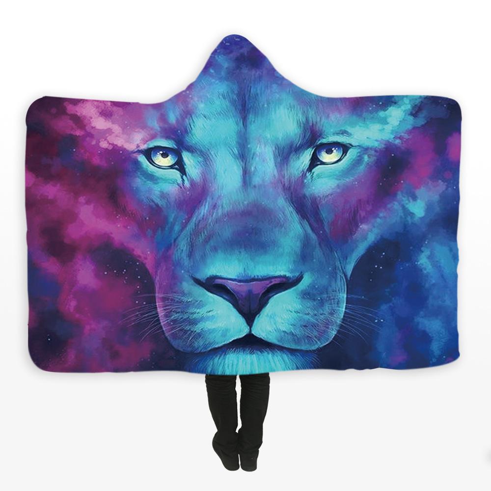 Animal Hooded Blankets – Animal Series Lion Purple Fleece Hooded Blanket