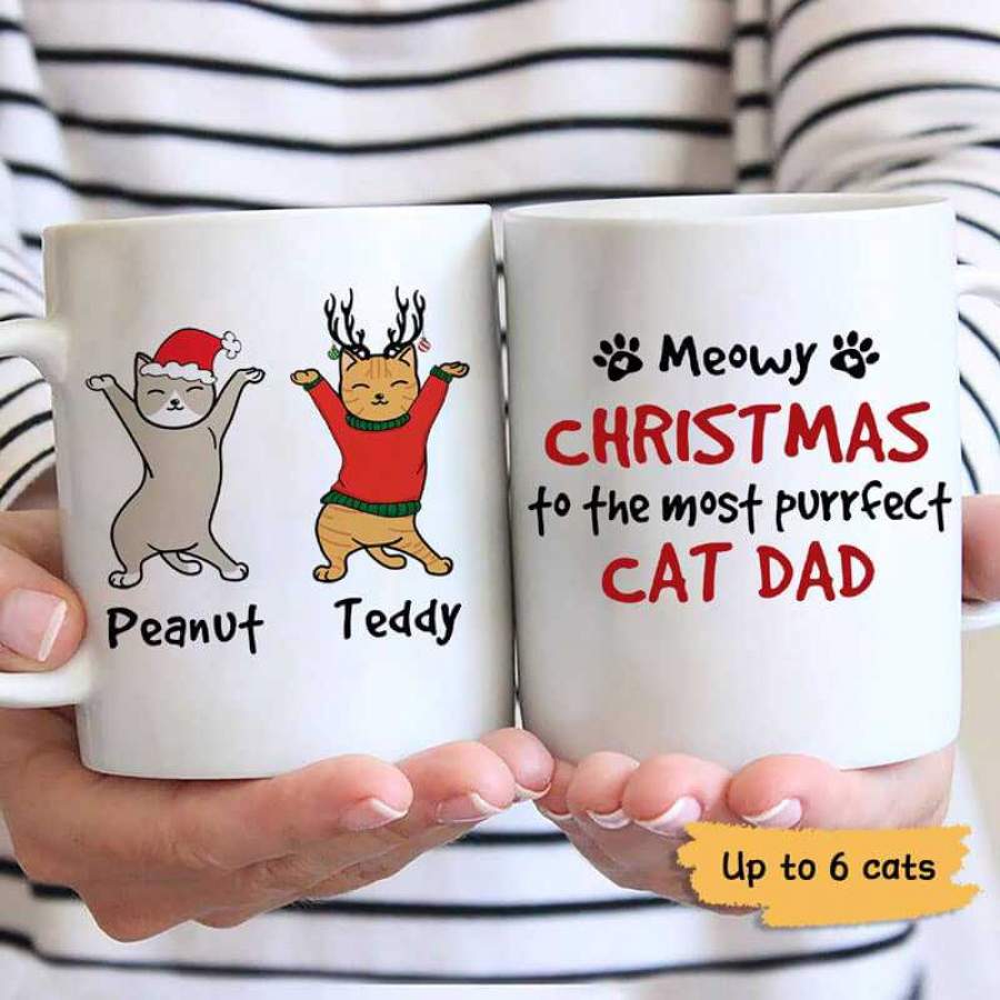 Meowy Christmas To The Best Cat Dad Personalized Mug