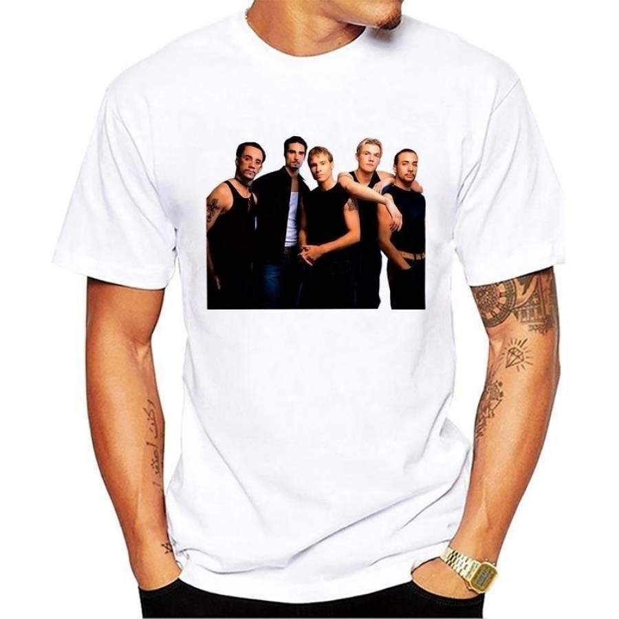 New Men Fashion White Backstreet Boys -Shirt Short Sleeve Backstreet Boys