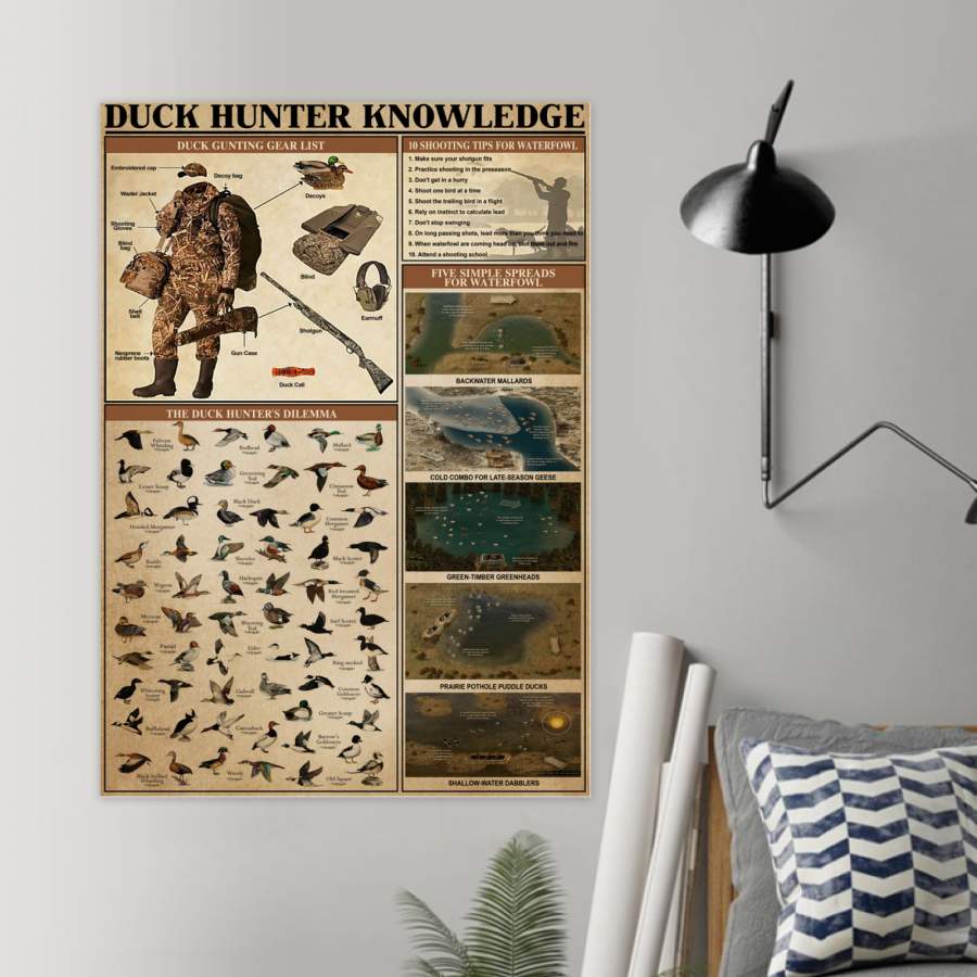 Duck Hunter Knowledge  Unique Custom Design Vertical Poster  Gift