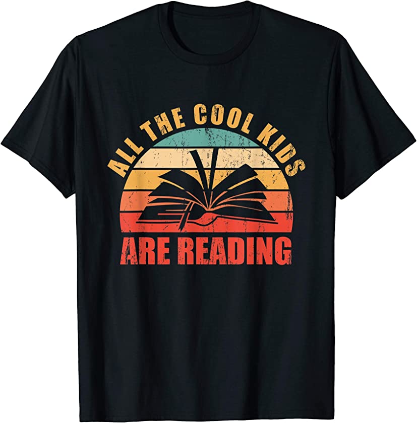 All the Cool Kids are Reading Retro Vintage Sunset T-Shirt