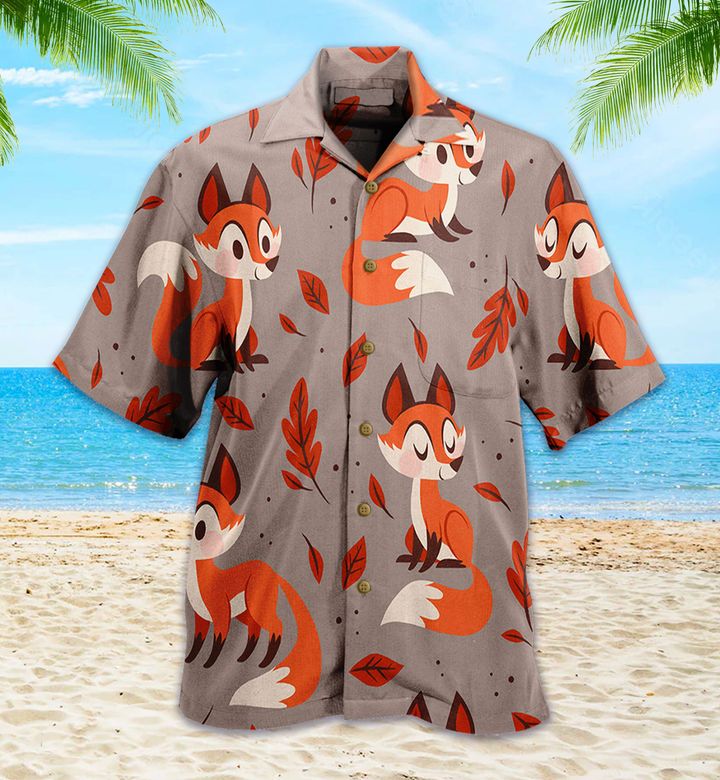 Fox Autumn Cute Grey Hawaii Shirt Ha20879